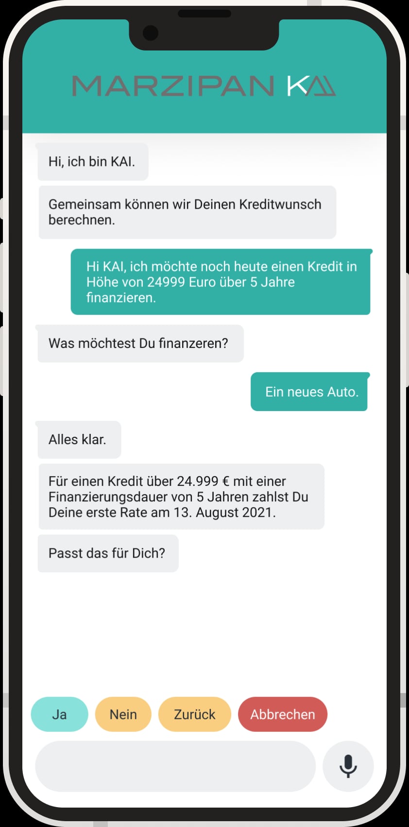 Beispielkommunikation mit MARZIPAN KAI