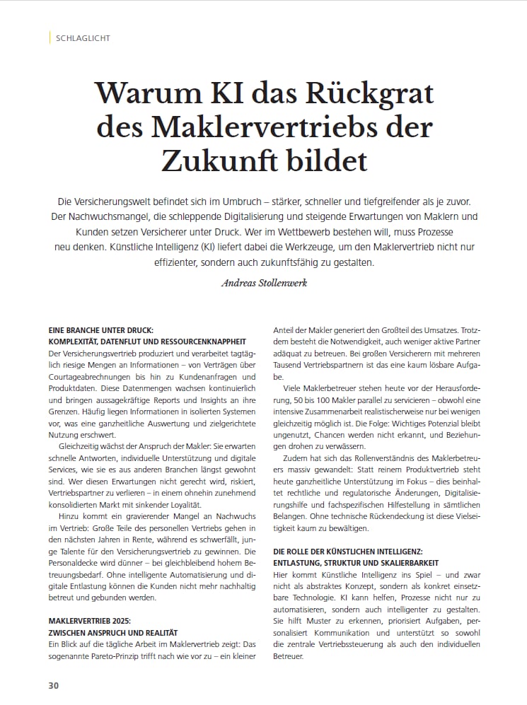 KI Rückgrat für Maklervertrieb der Zukunft