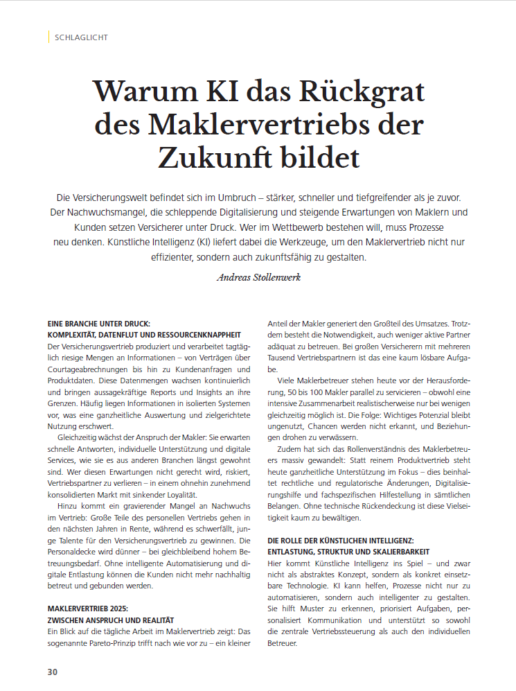 KI Rückgrat für Maklervertrieb der Zukunft